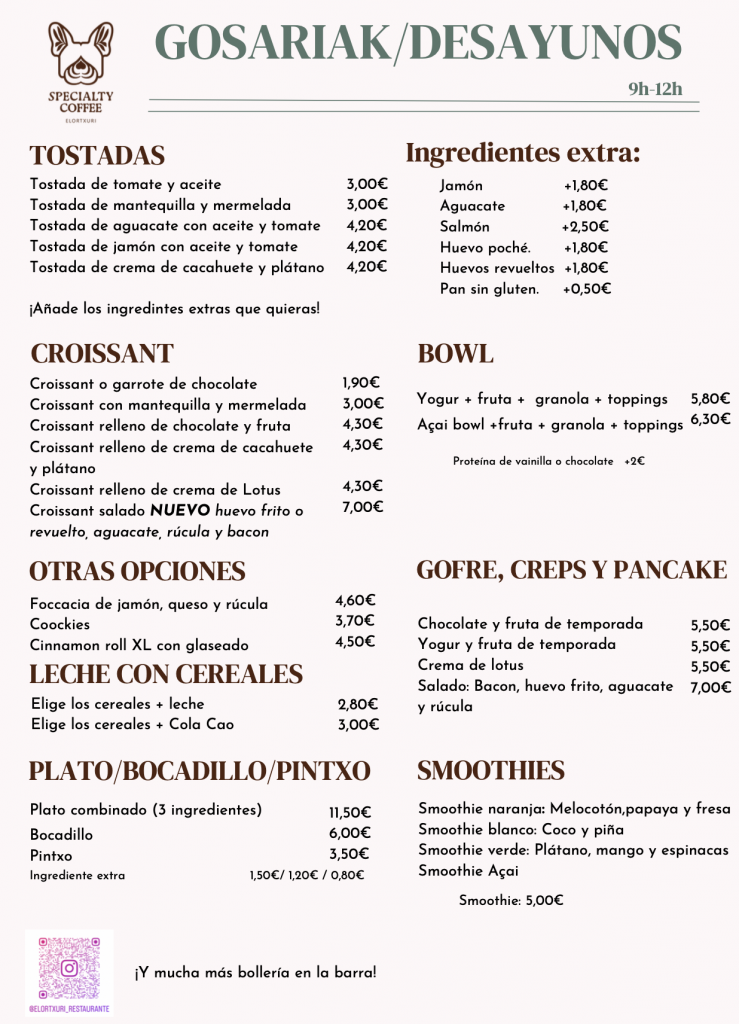 CARTA DESAYUNOS ELOR TXURI